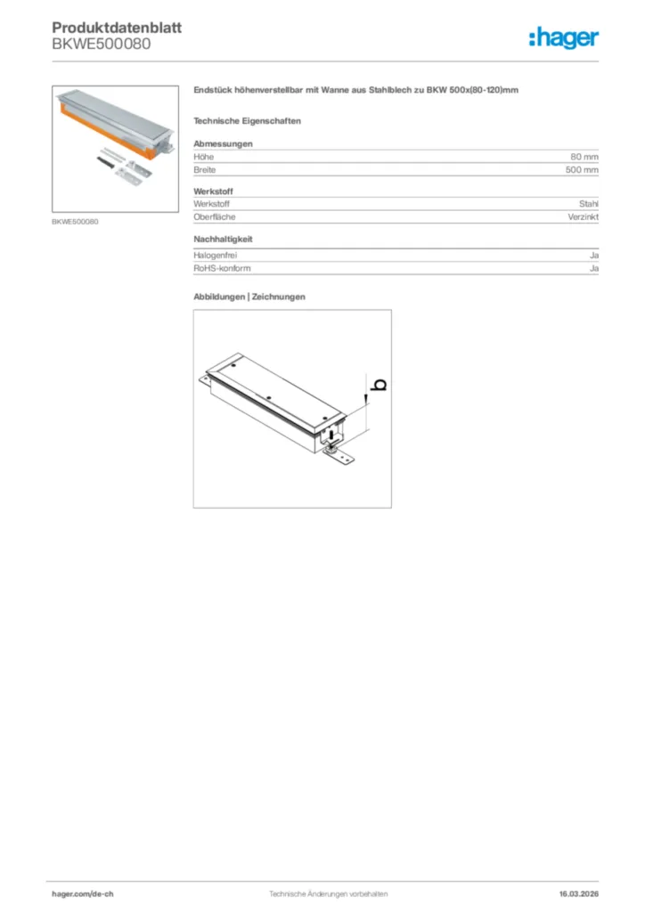 Bild Hager Produktdatenblatt BKWE500080 | Hager Schweiz
