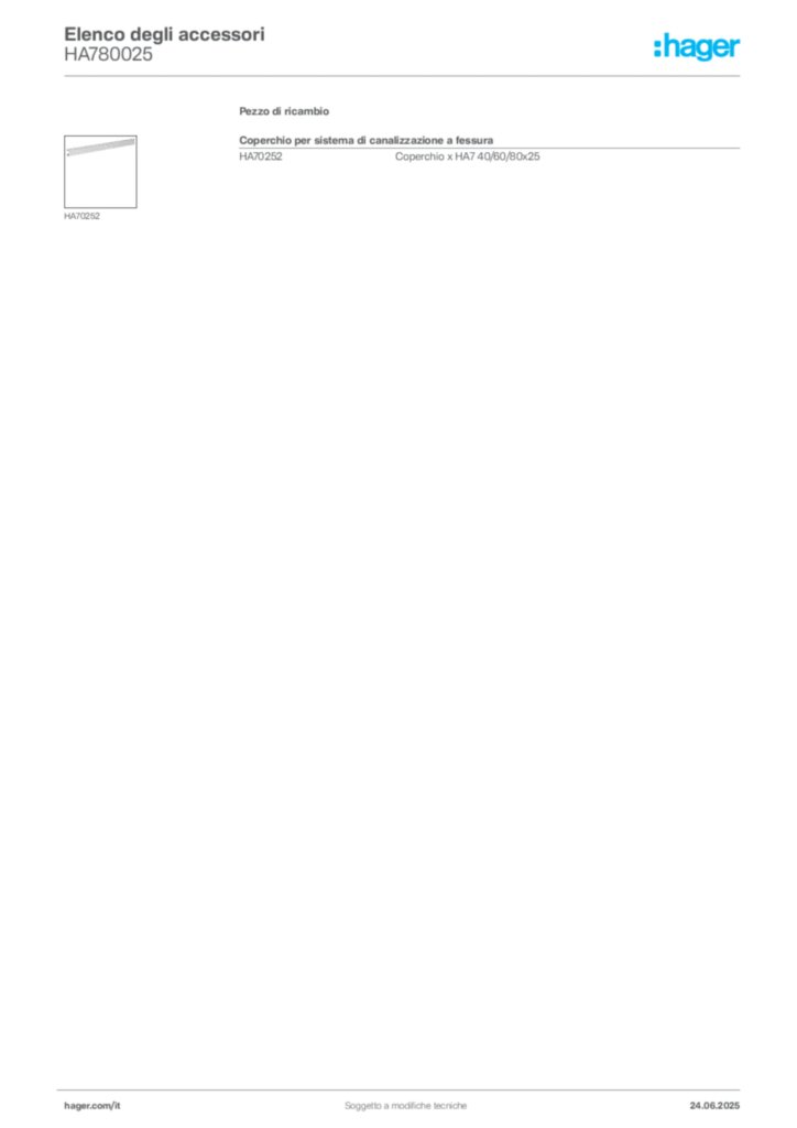 Immagine Hager Scheda tecnica del prodotto HA780025 | Hager Italia