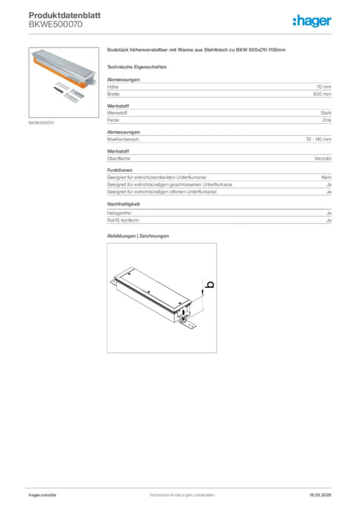 Bild Hager Produktdatenblatt BKWE500070 | Hager Deutschland