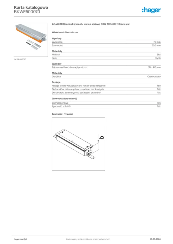 Zdjęcie Hager Karta katalogowa BKWE500070 | Hager Polska