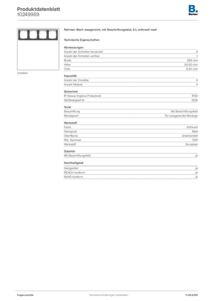 Berker Produktdatenblatt 10249969