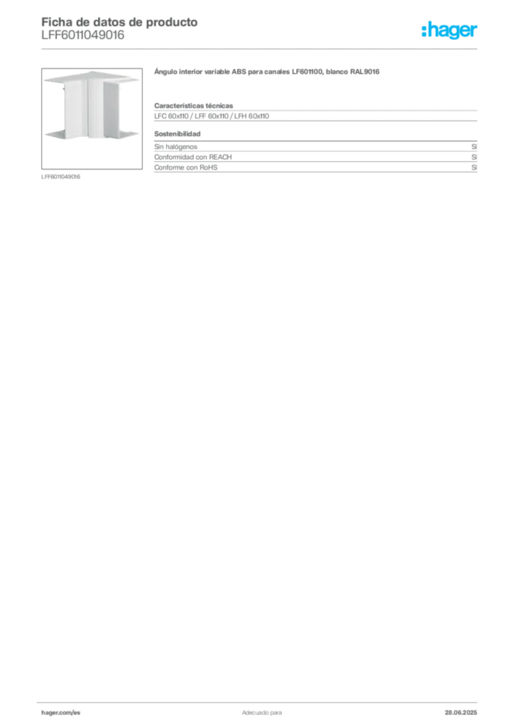 Imagen Hager Ficha de datos de producto LFF6011049016 | Hager España