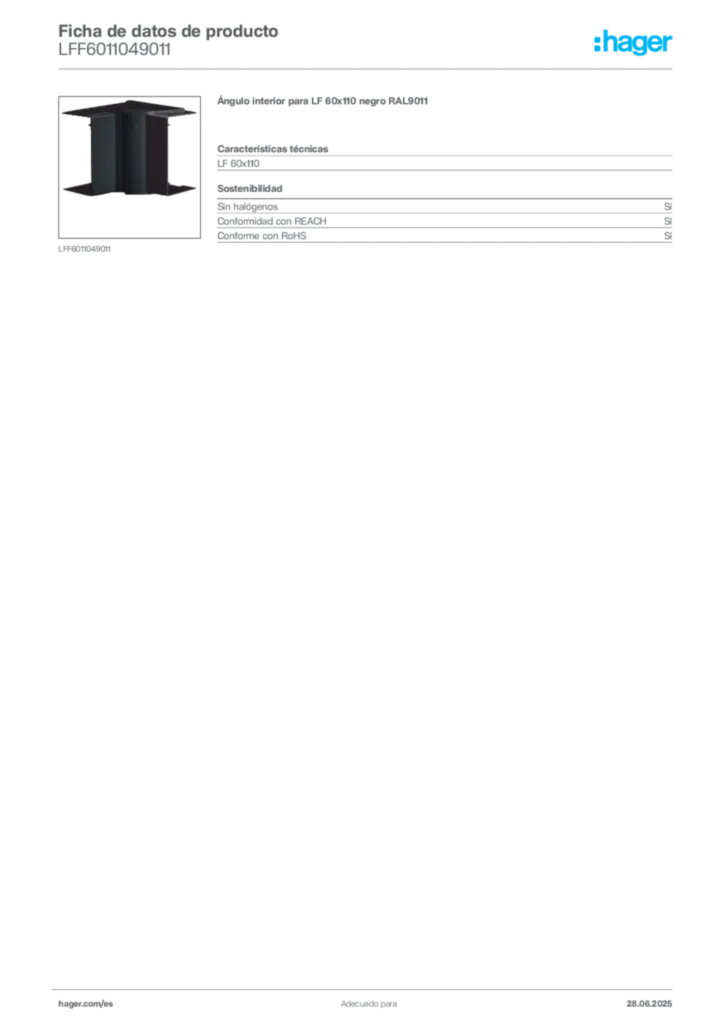 Imagen Hager Ficha de datos de producto LFF6011049011 | Hager España