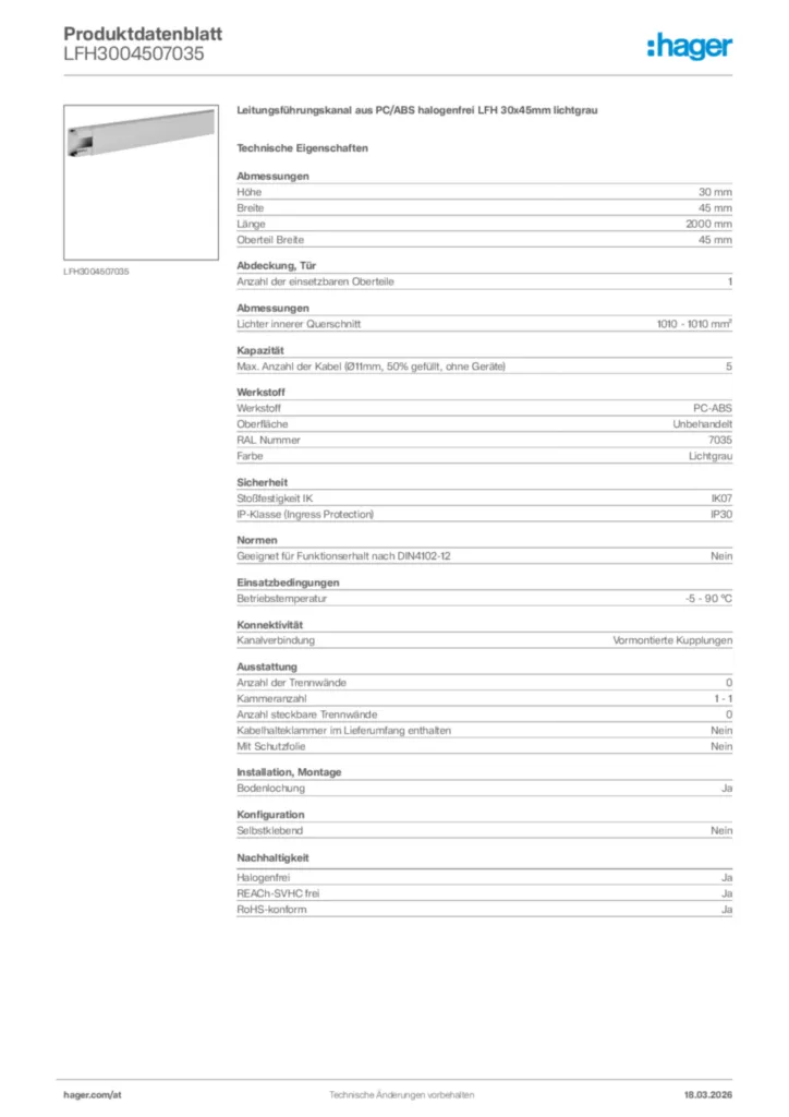 Bild Hager Produktdatenblatt LFH3004507035 | Hager Deutschland