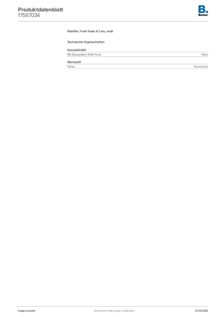 Bild Berker Produktdatenblatt 17587024 | Hager Deutschland