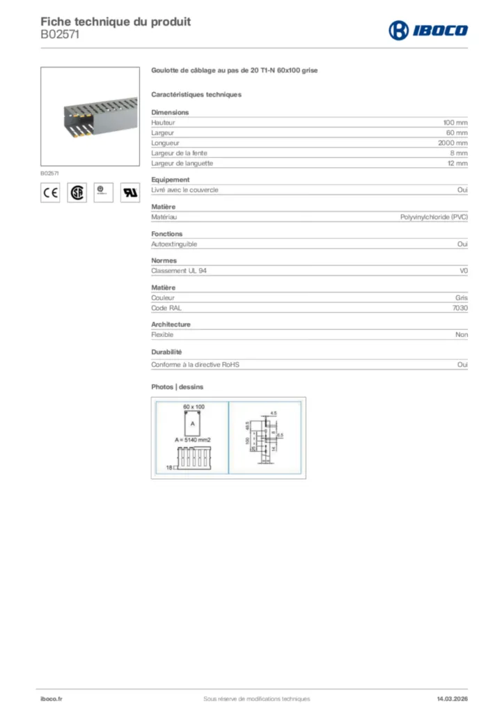 Image Iboco Fiche technique du produit B02571 | Hager France