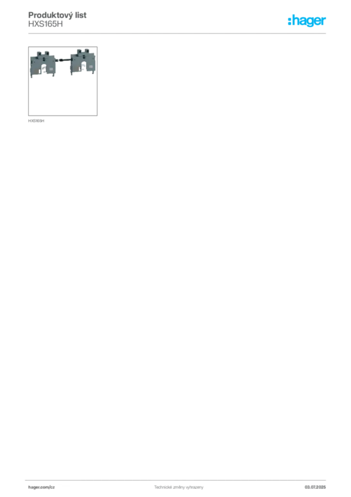 Obrázek Hager Produktový list HXS165H | Hager