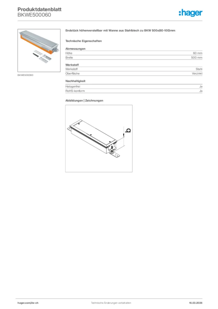 Bild Hager Produktdatenblatt BKWE500060 | Hager Schweiz