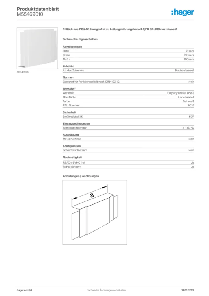 Bild Hager Produktdatenblatt M55469010 | Hager Deutschland