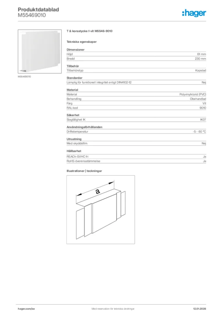 Bild Hager Produktdatablad M55469010 | Hager Sverige
