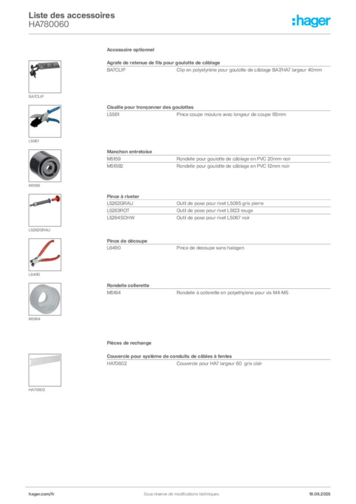 Image Hager Fiche technique du produit HA780060 | Hager France
