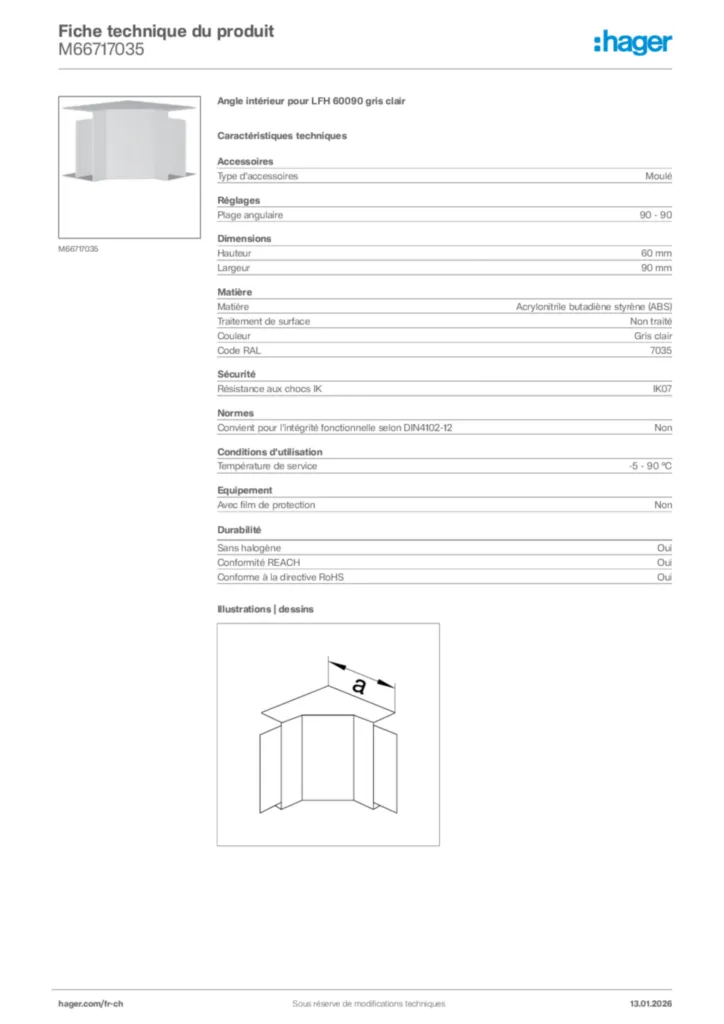 Image Hager Fiche technique du produit M66717035 | Hager Suisse