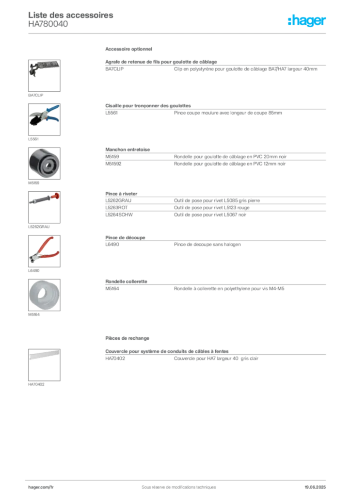 Image Hager Fiche technique du produit HA780040 | Hager France