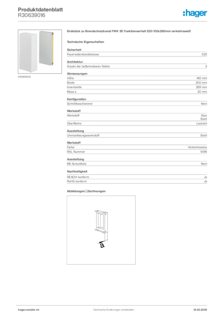 Bild Hager Produktdatenblatt R30639016 | Hager Schweiz