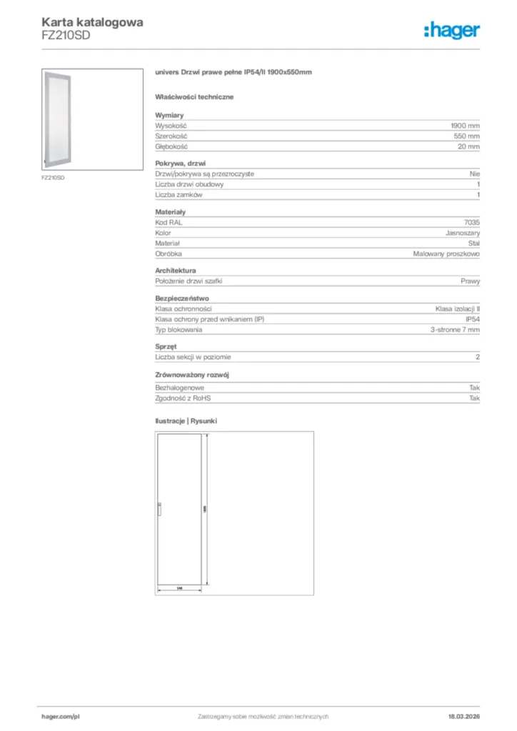Zdjęcie Hager Karta katalogowa FZ210SD | Hager Polska