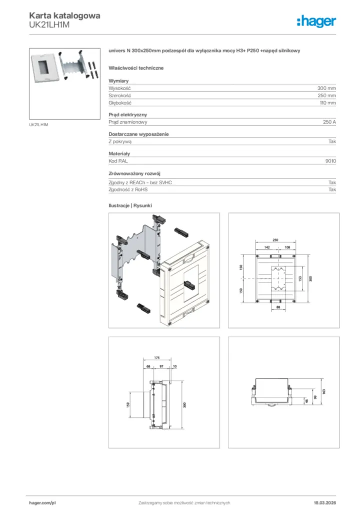 Zdjęcie Hager Karta katalogowa UK21LH1M | Hager Polska