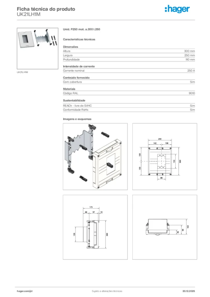 Imagem Hager Ficha técnica do produto UK21LH1M | Hager Portugal