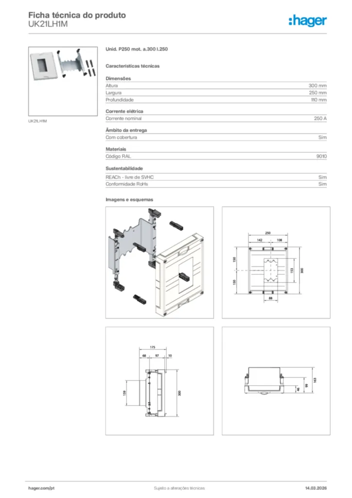 Imagem Hager Ficha técnica do produto UK21LH1M | Hager Portugal
