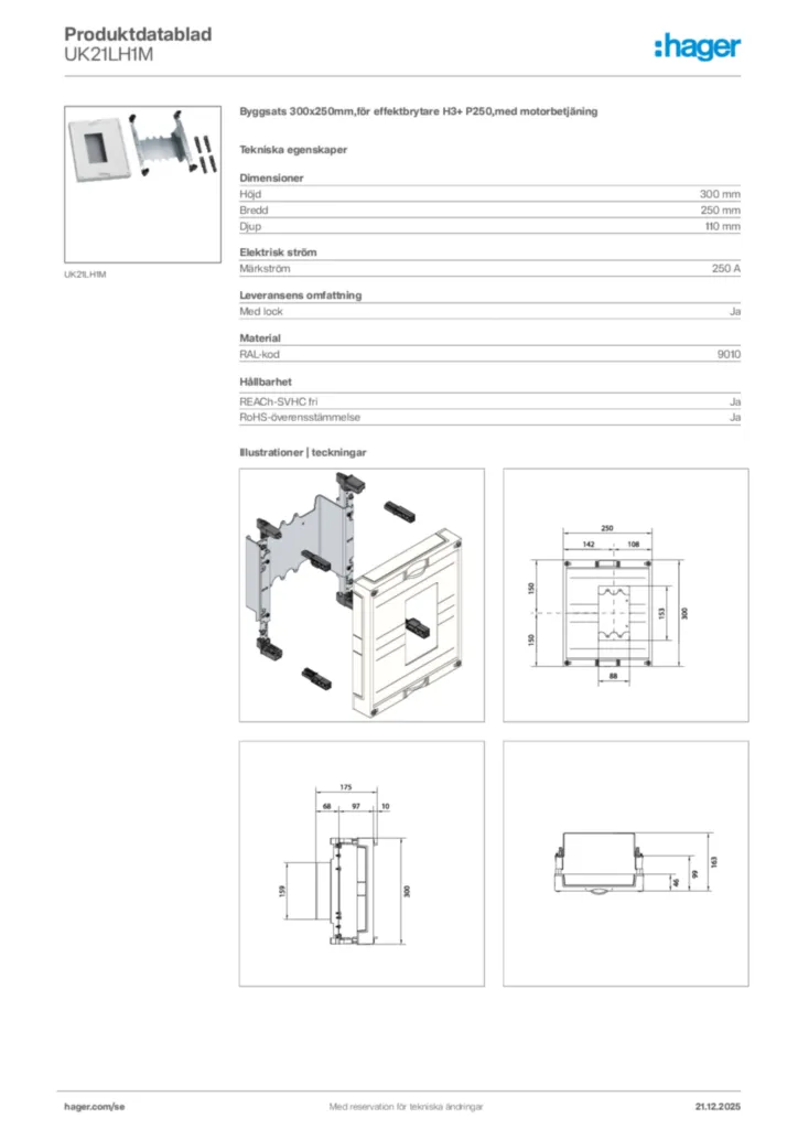 Bild Hager Produktdatablad UK21LH1M | Hager Sverige