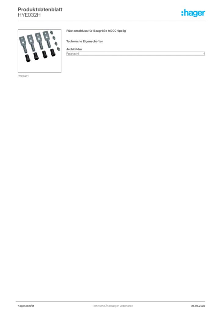 Bild Hager Produktdatenblatt HYE032H | Hager Deutschland