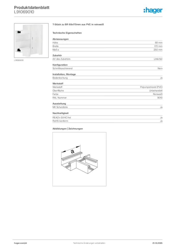 Bild Hager Produktdatenblatt L91069010 | Hager Deutschland