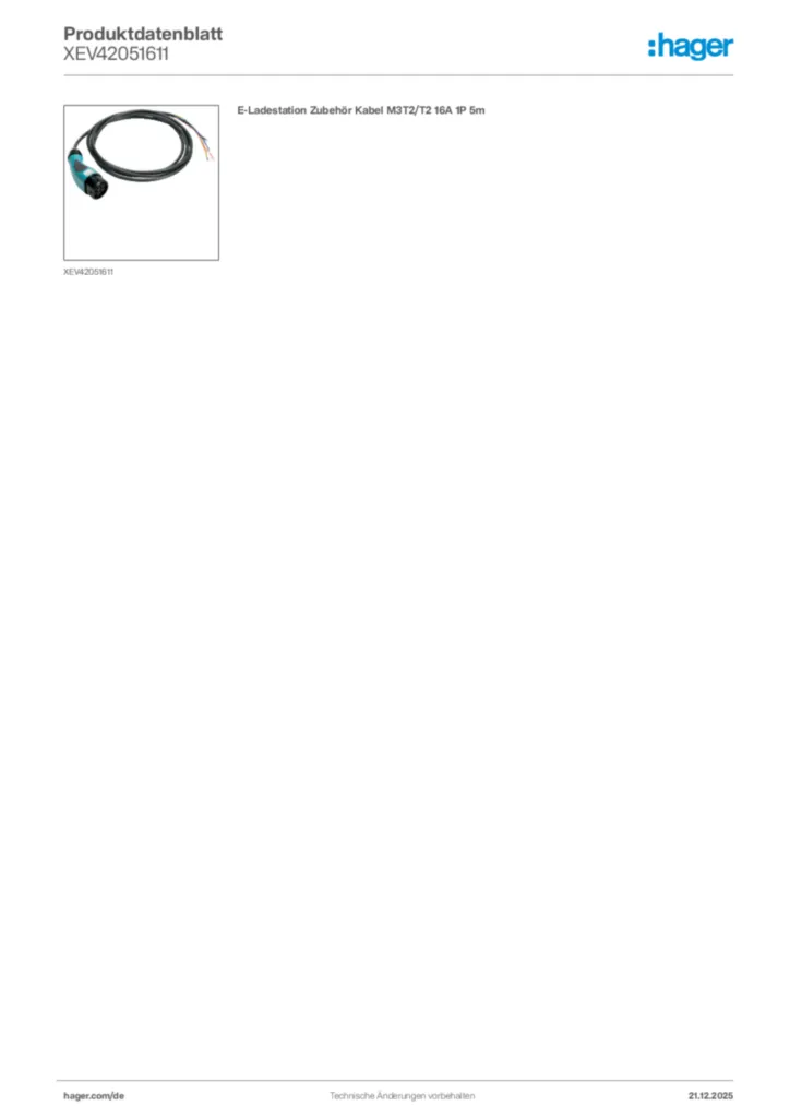 Bild Hager Produktdatenblatt XEV42051611 | Hager Deutschland