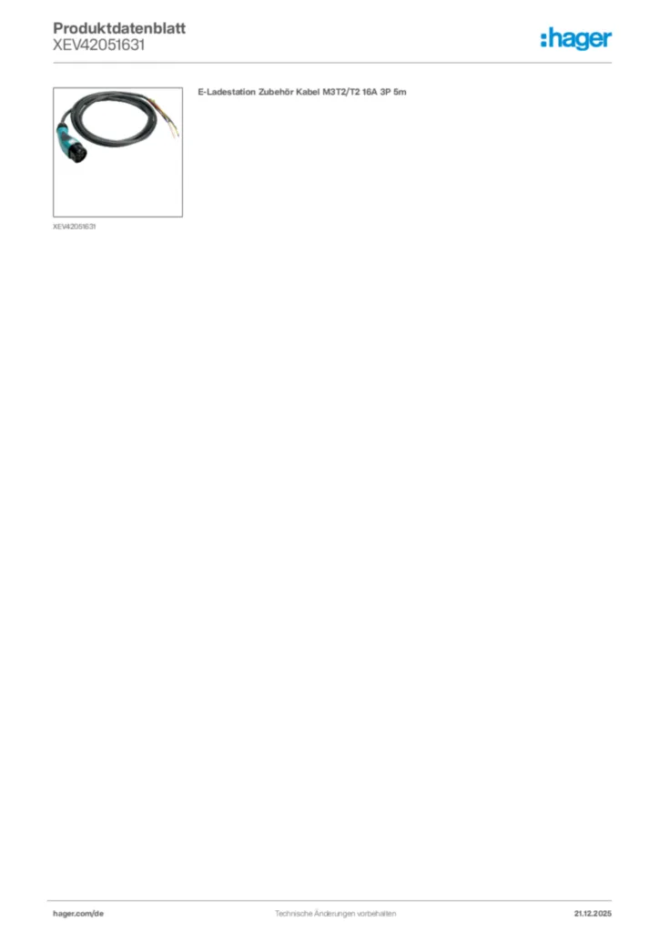 Bild Hager Produktdatenblatt XEV42051631 | Hager Deutschland