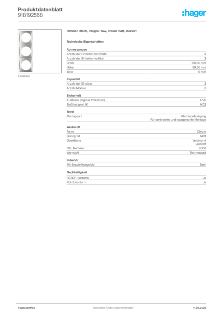 Bild Berker Produktdatenblatt 918192568 | Hager Deutschland
