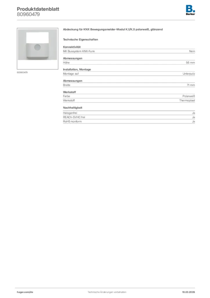 Bild Berker Produktdatenblatt 80960479 | Hager Deutschland