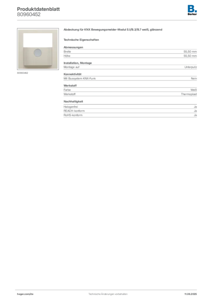 Berker Produktdatenblatt 80960452