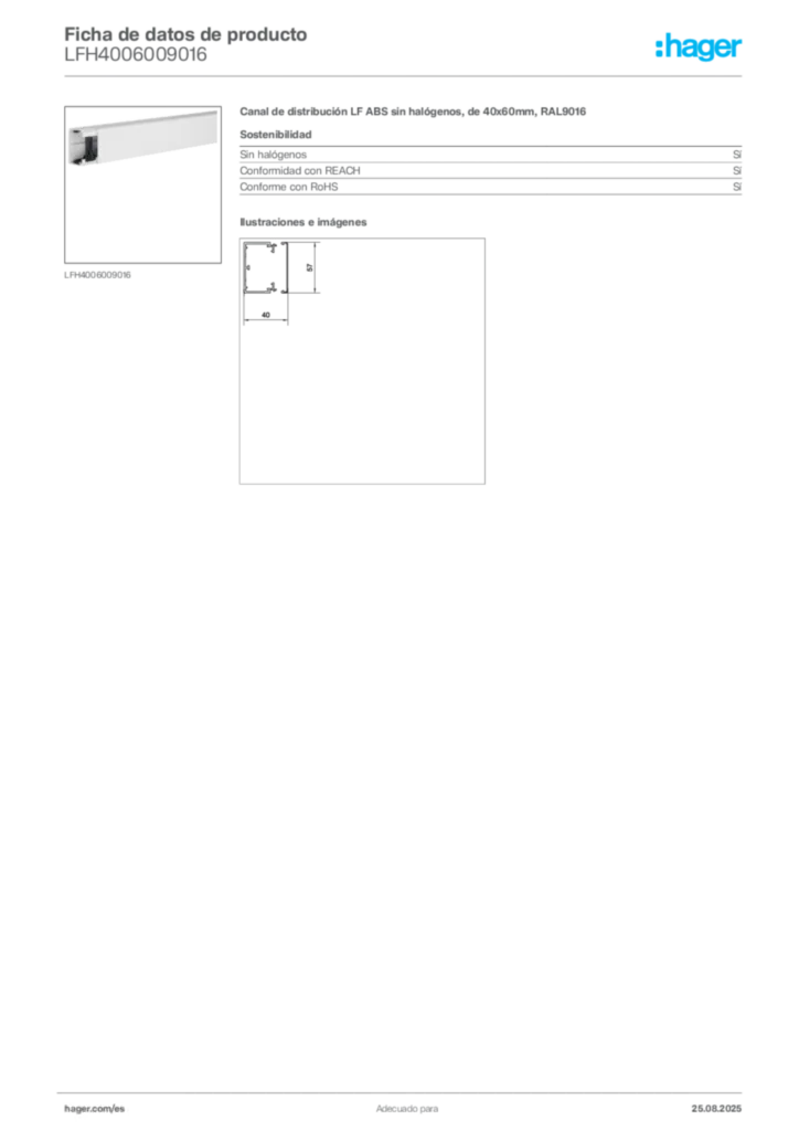 Imagen Hager Ficha de datos de producto LFH4006009016 | Hager España