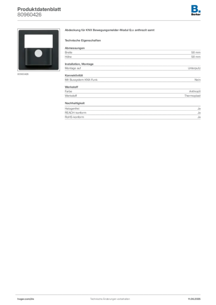 Berker Produktdatenblatt 80960426