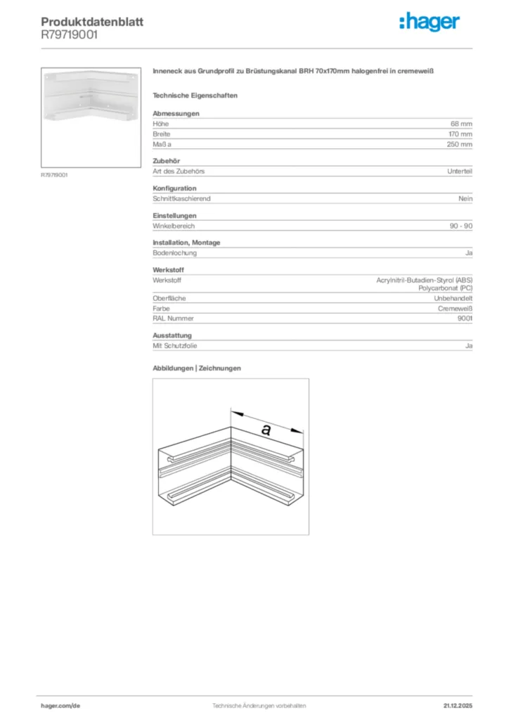 Bild Hager Produktdatenblatt R79719001 | Hager Deutschland