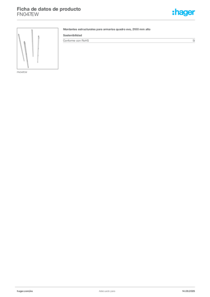 Imagen Hager Ficha de datos de producto FN047EW | Hager España