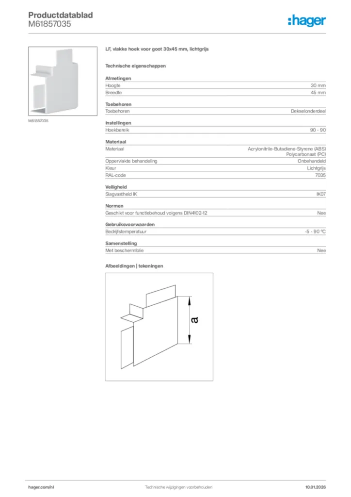 Afbeelding Hager Productdatablad M61857035 | Hager Nederland