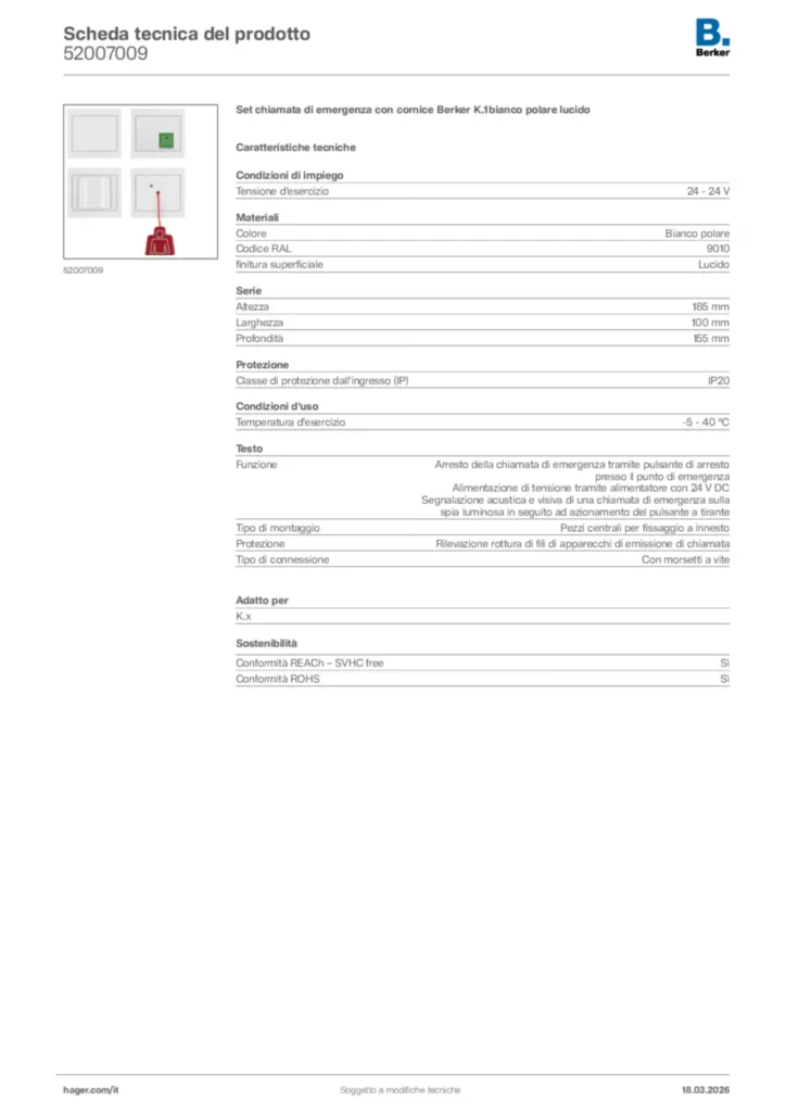 Immagine Berker Scheda tecnica del prodotto 52007009 | Hager Italia