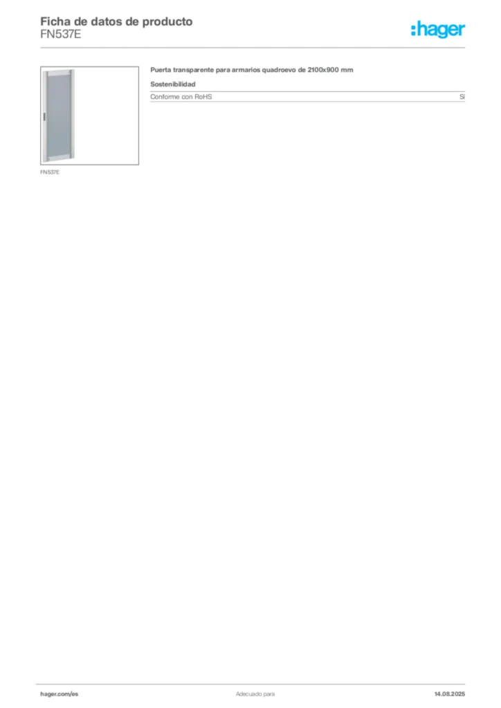 Imagen Hager Ficha de datos de producto FN537E | Hager España