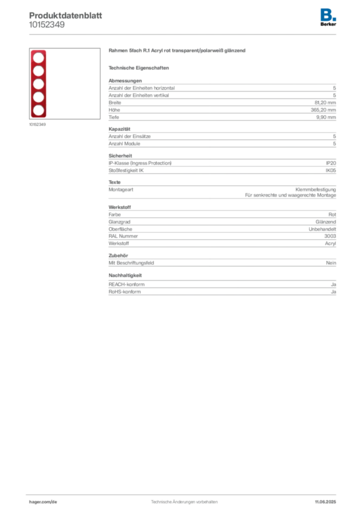 Berker Produktdatenblatt 10152349