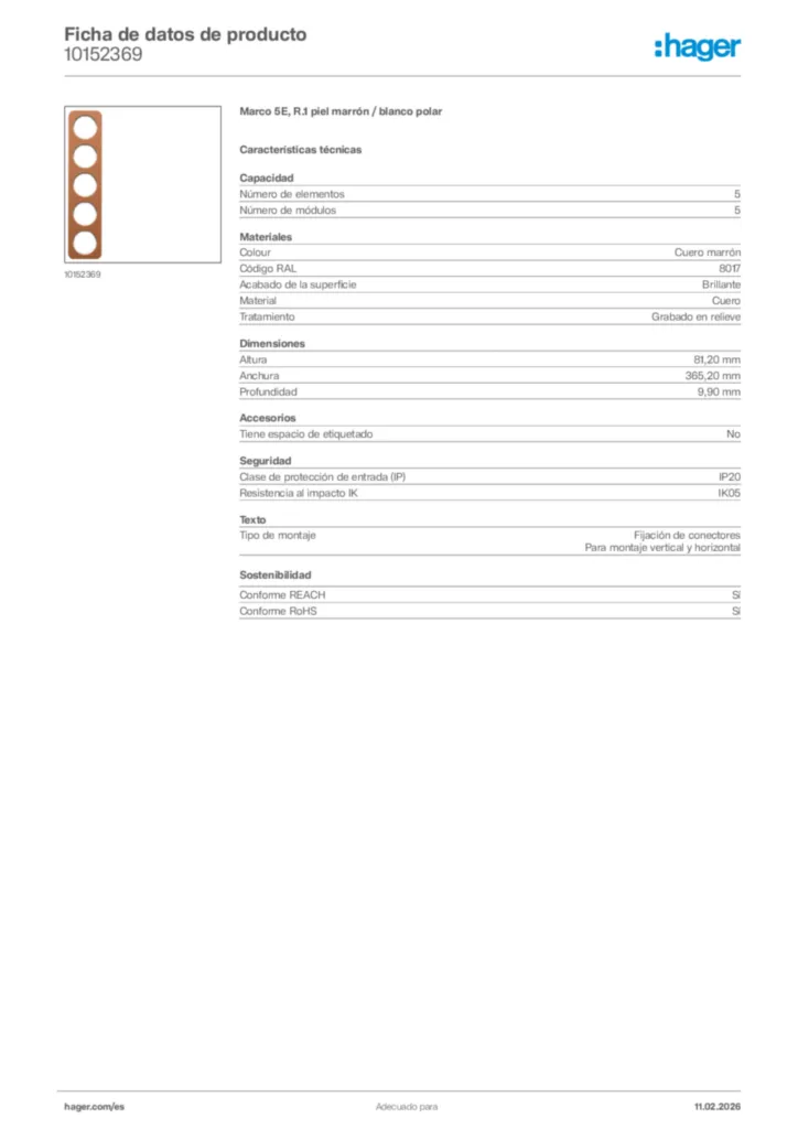 Imagen Hager Ficha de datos de producto 10152369 | Hager España