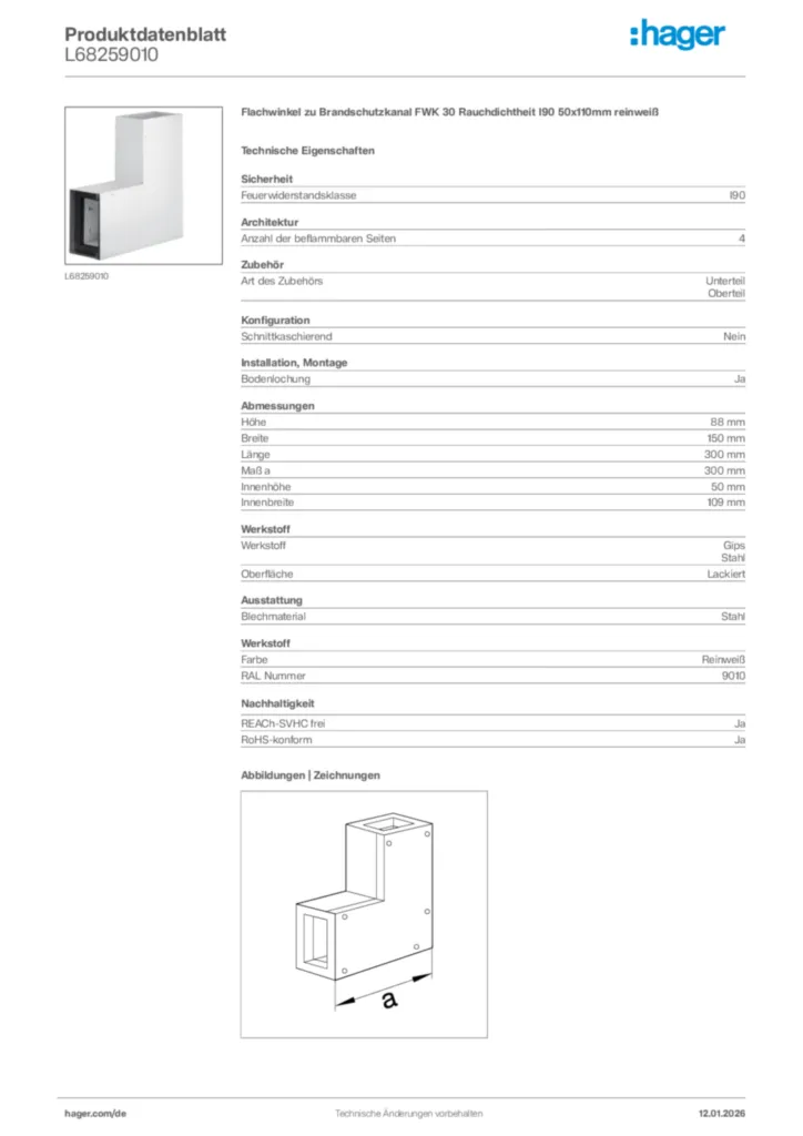 Bild Hager Produktdatenblatt L68259010 | Hager Deutschland