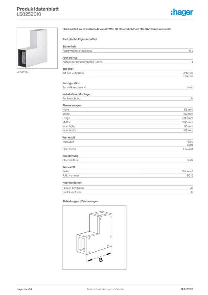 Bild Hager Produktdatenblatt L68259010 | Hager Deutschland