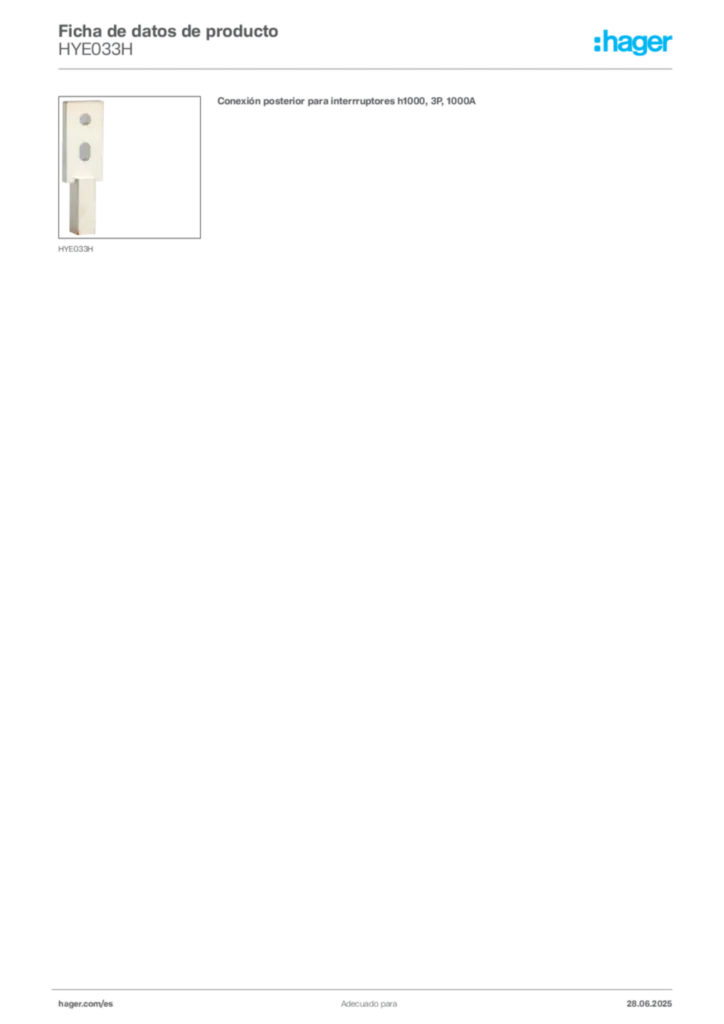 Imagen Hager Ficha de datos de producto HYE033H | Hager España
