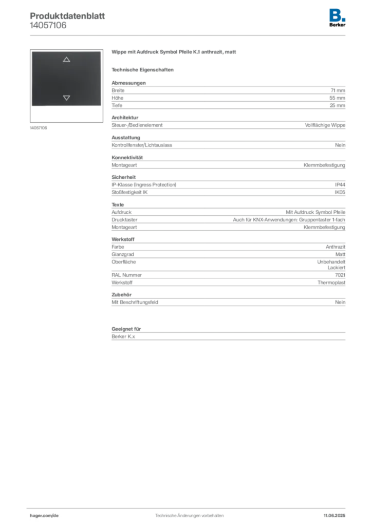 Berker Produktdatenblatt 14057106