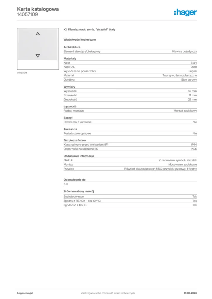 Zdjęcie Hager Karta katalogowa 14057109 | Hager Polska