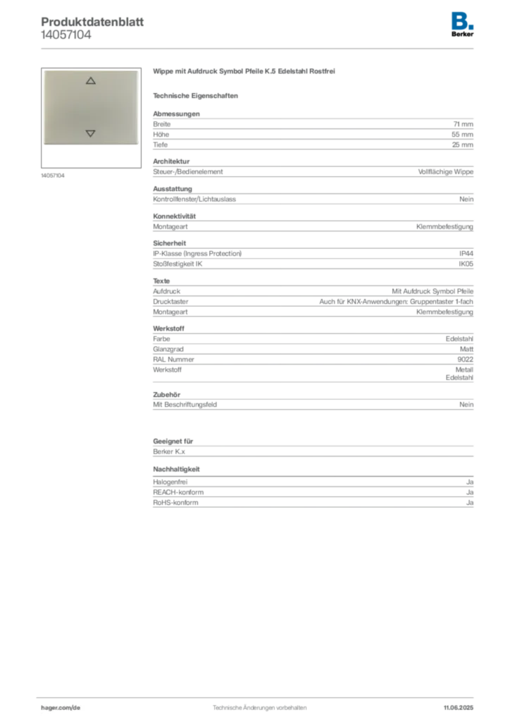 Berker Produktdatenblatt 14057104