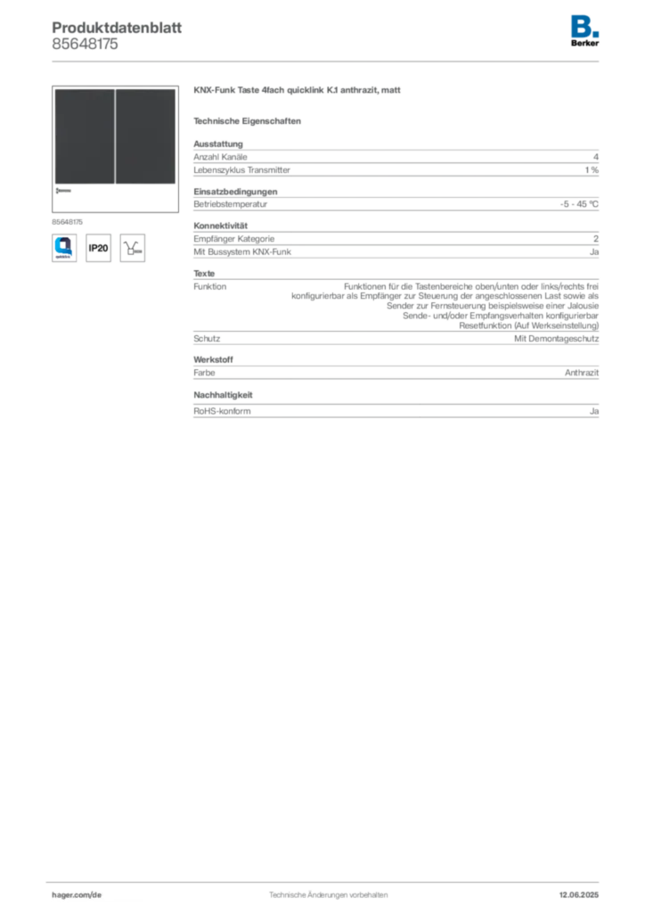 Berker Produktdatenblatt 85648175
