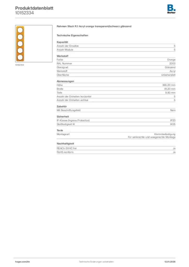 Berker Produktdatenblatt 10152334