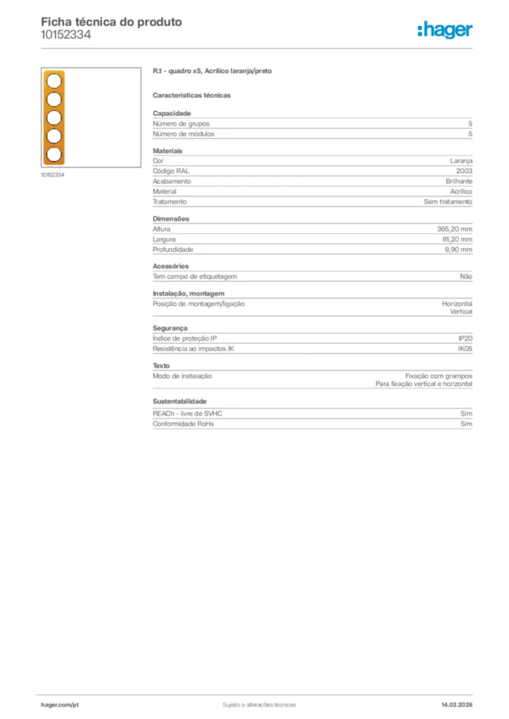 Imagem Hager Ficha técnica do produto 10152334 | Hager Portugal