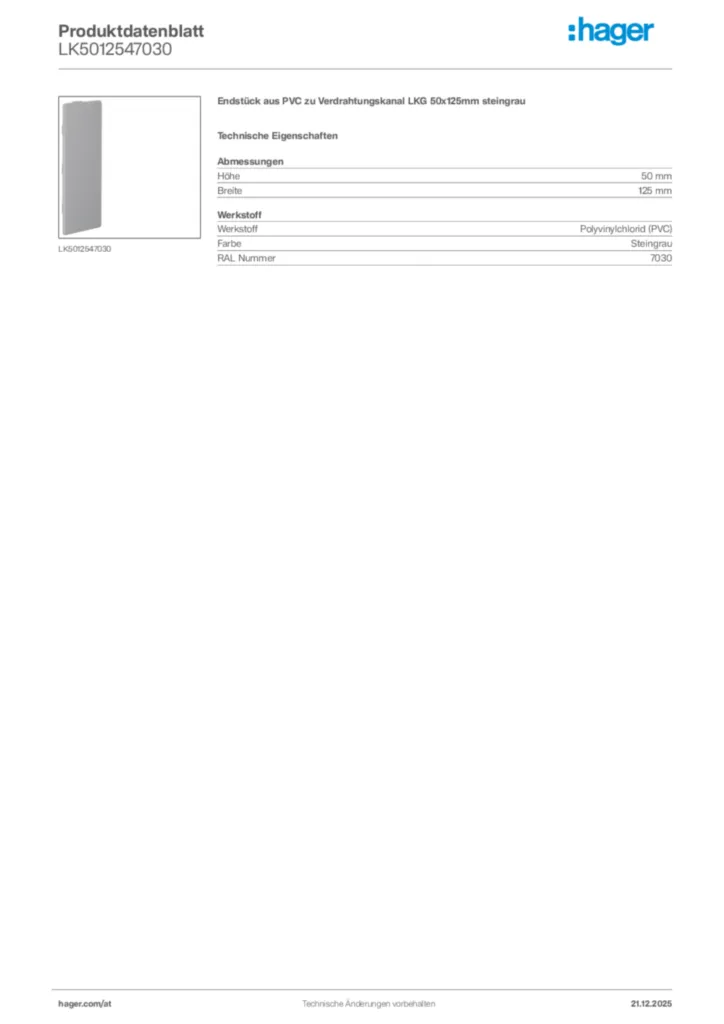 Bild Hager Produktdatenblatt LK5012547030 | Hager Deutschland