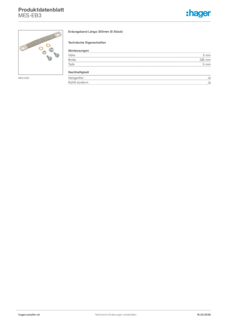 Bild Hager Produktdatenblatt MES-EB3 | Hager Schweiz